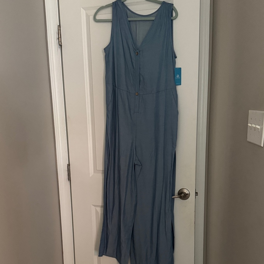 Cupshe Light Blue Button-Front Jumpsuit